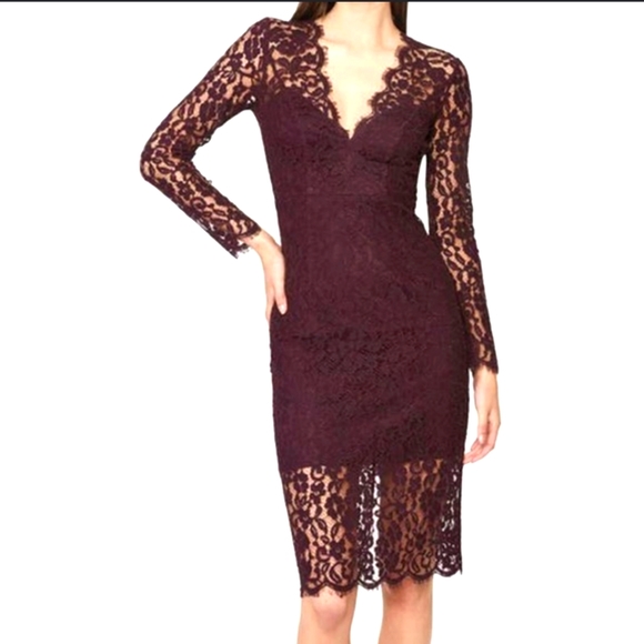 Bardot Lace Burgundy Dress Sz 10 - Picture 1 of 4